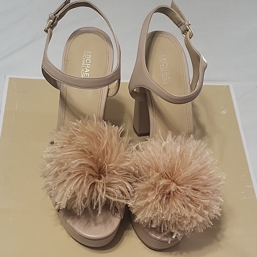 Michael Kors Nude Pom-Pom Heels